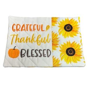 Hand Crafted Mug Rug Coaster Embroidered Cotton Fabric Padded Absorbs Liquid